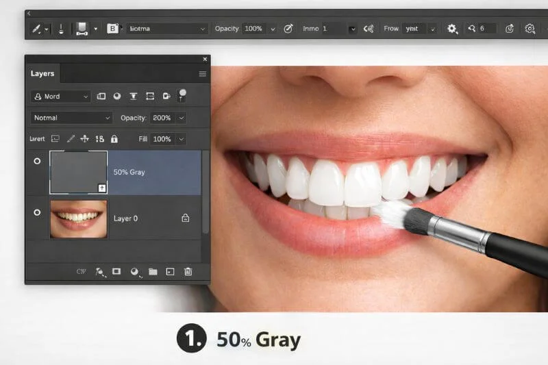 Dodge and burn technique using 50 percent gray layer in Photoshop