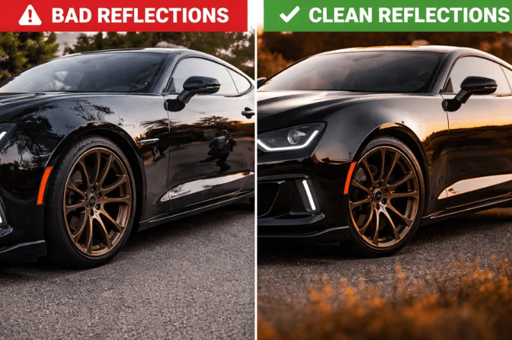 car reflection photography bad vs clean reflections