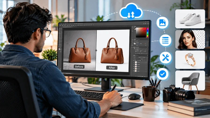 Remote photo editor editing product images online
