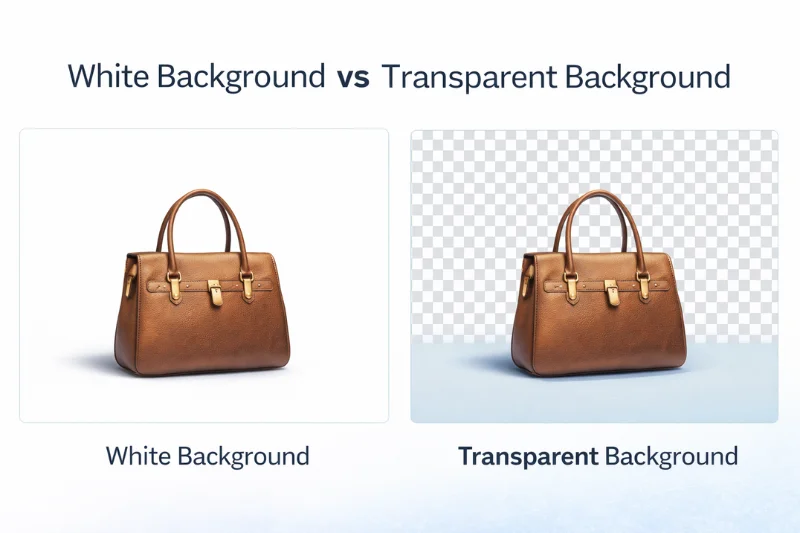 Comparison between white background and transparent background on the same product image