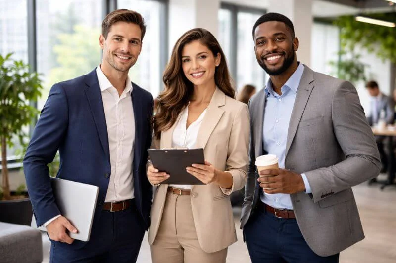corporate photography example showing business team in office