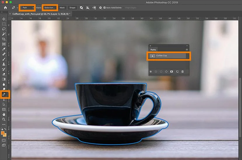 Pen tool to create a selection
