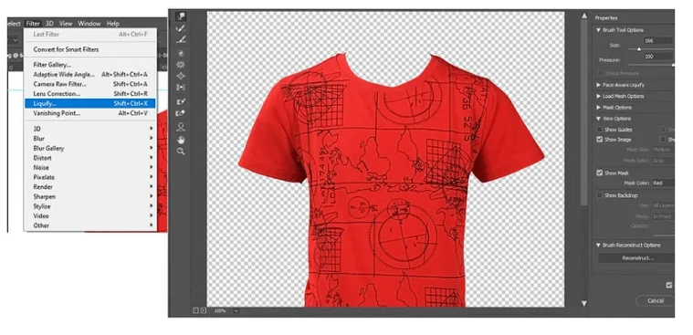 Select Liquify from the dropdown, ClippingWorld, How To Remove Mannequin from Photo