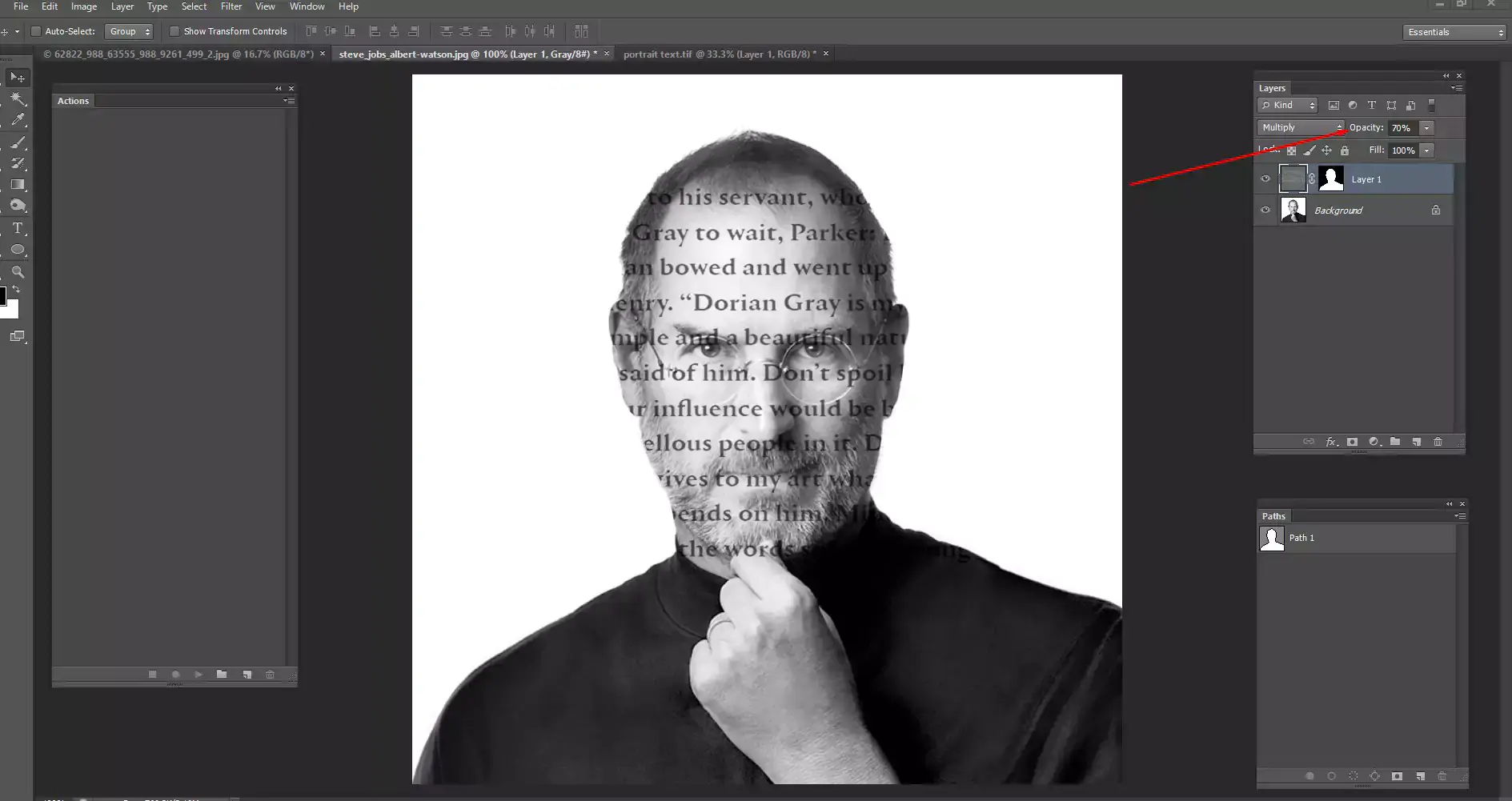 opacity and finally done for text on face