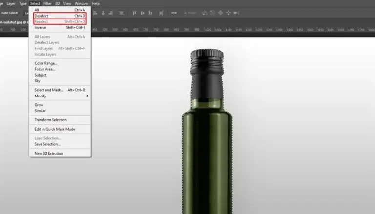deselecting from Photoshop menu