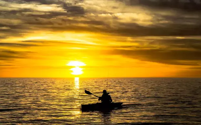 kayaking at dusk