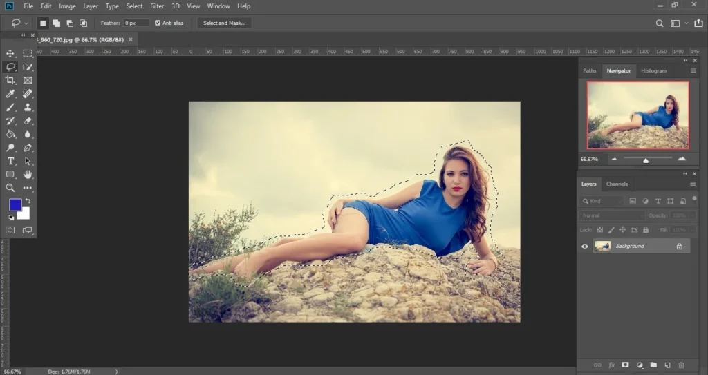 select subject tool in photoshop for background removal