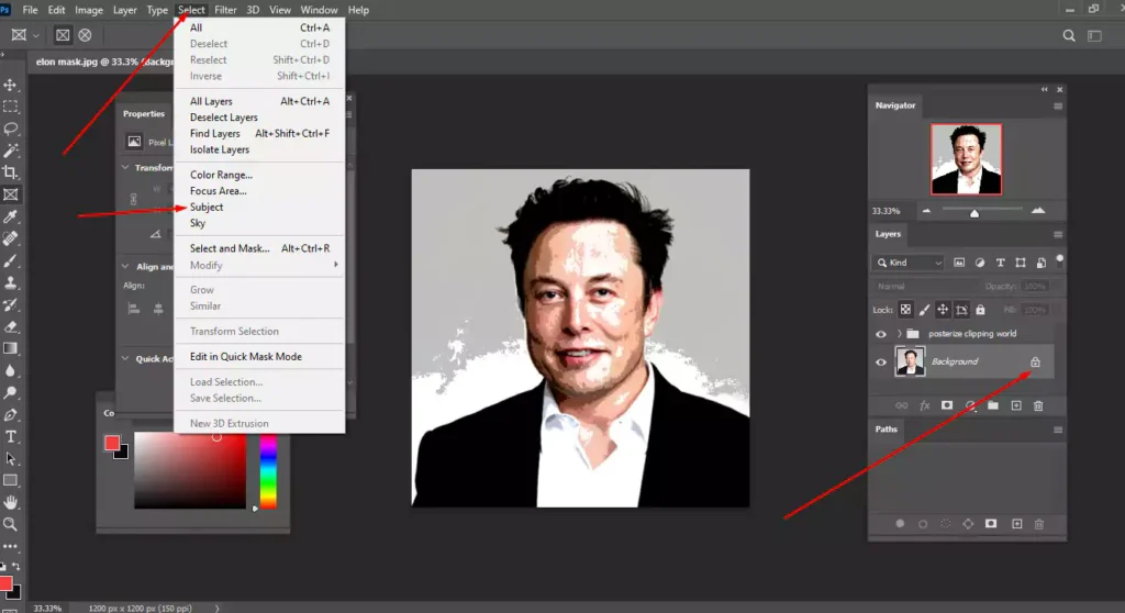 subject from the menu bar