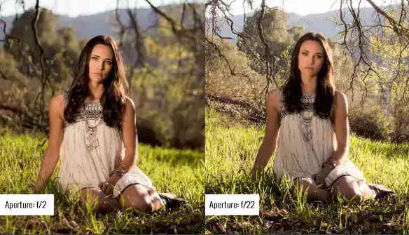 shallow vs large depth of the field in camera