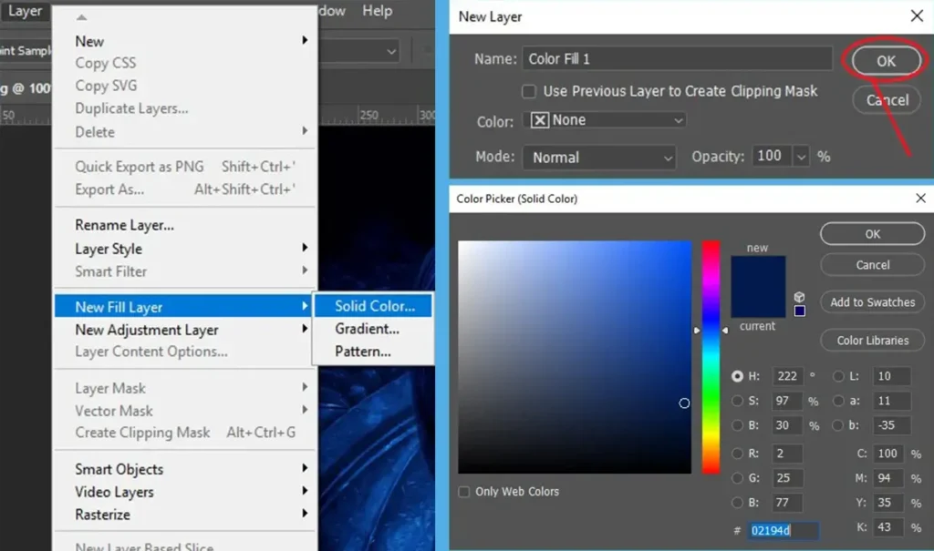 solid color picker process