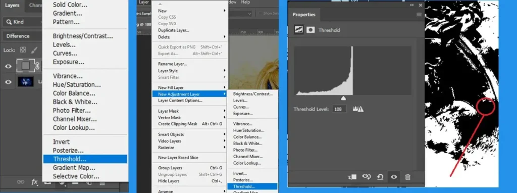 threshold adjustment layers