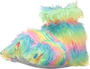 rainbow plush paw funny slippers