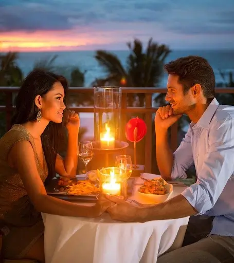 candlelight dinner photography, couple romantic photoshoot