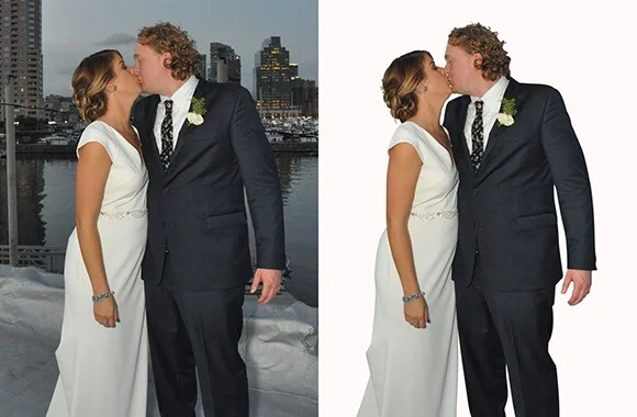 changing background of wedding image