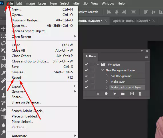 choose revert for background layer