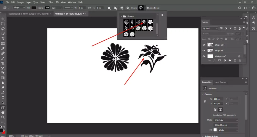 custom shapes photoshop