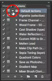 photoshop default action panel