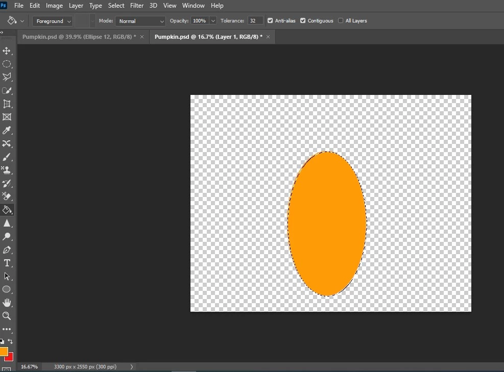 draw shapes with the ellipse tool