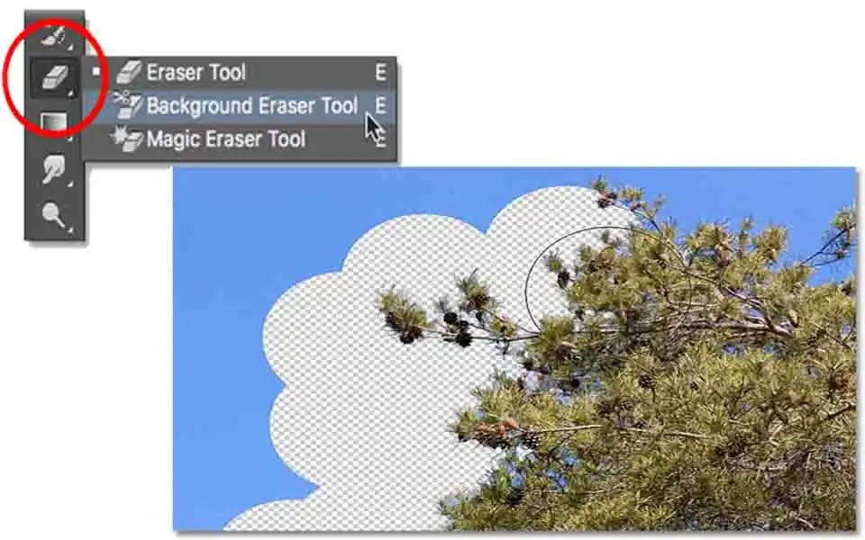 eraser tool in adobe photoshop