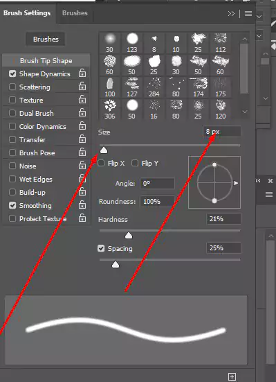 for grass or little brush creation make it 8px