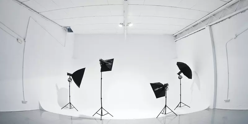 white background for studio lighting setup