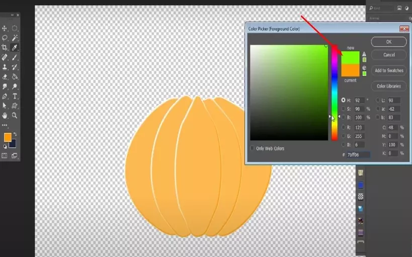 pick a green color for drawing pumpkin