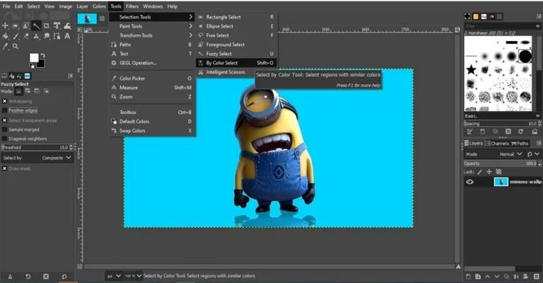 color tool to remove background in gimp