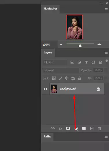 selecting background layer from the panel