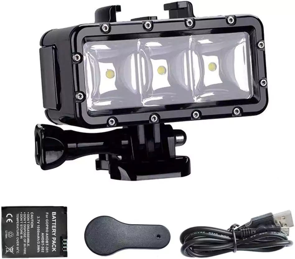 Suptig High Power, LED Video Light Fill Night Light Diving Underwater Light for Gopro Hero 11/Hero 10/Hero