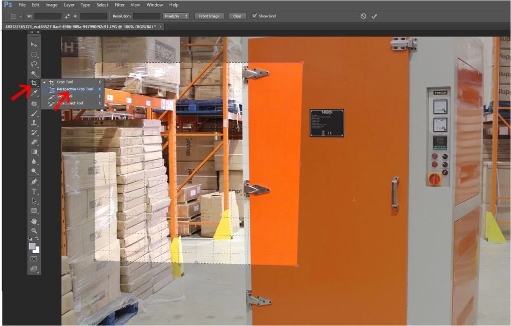 the perspective crop tool in photoshop