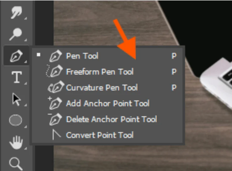 select pen tool for clipping path
