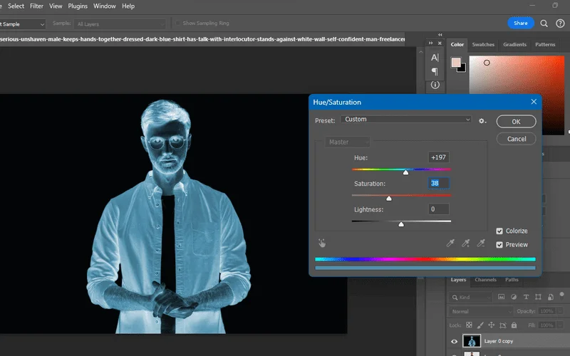 Hue and Saturation Setting in Photoshop