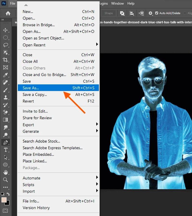 Save as X Ray Effect Photoshop