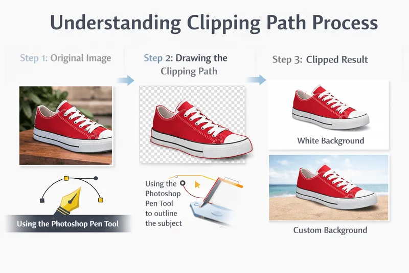 Step by step clipping path service process using Photoshop pen tool