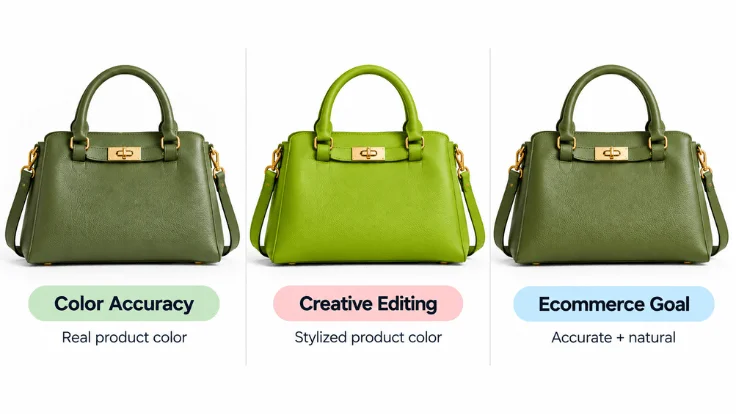 Comparison of accurate product color and creative color editing