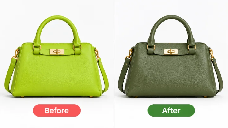 Product color accuracy example showing accurate and inaccurate product colors