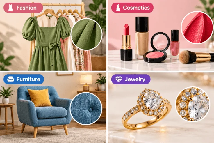 Fashion, cosmetics, furniture, and jewelry products that need color accuracy