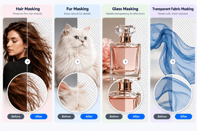 Hair, fur, and glass masking