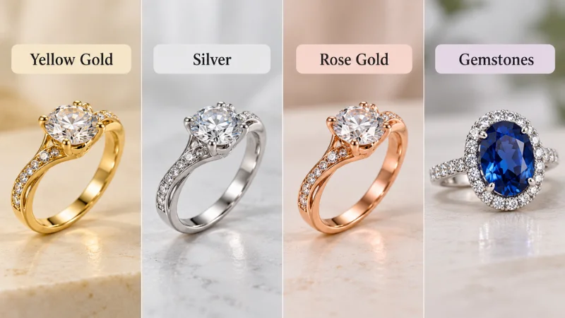 	Jewelry color correction for gold, silver, rose gold, and gemstones