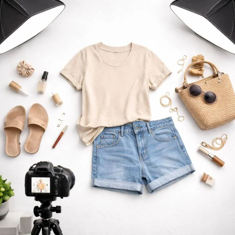 flat lay clothing photography example for ecommerce products
