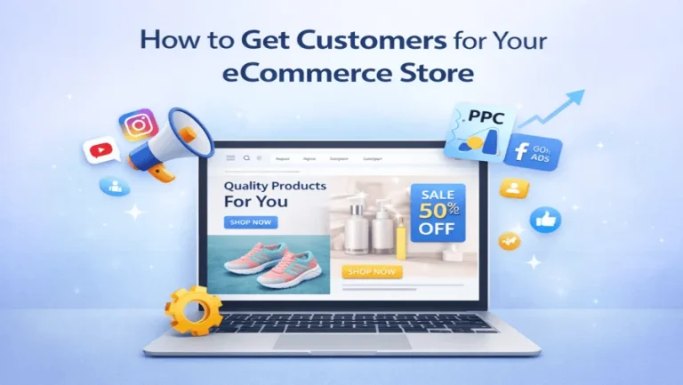 how to get customers for ecommerce store strategies illustration