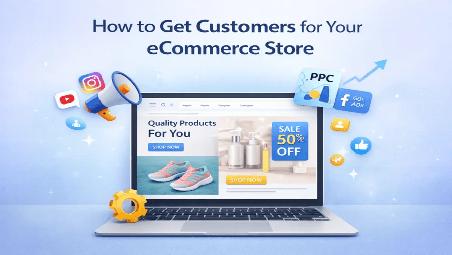 how to get customers for ecommerce store strategies illustration