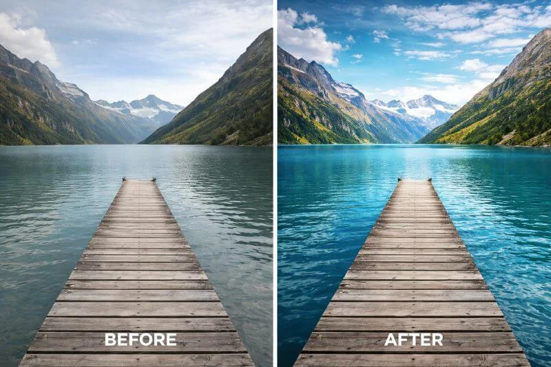 Landscape photo edited in Photoshop with improved exposure and color balance