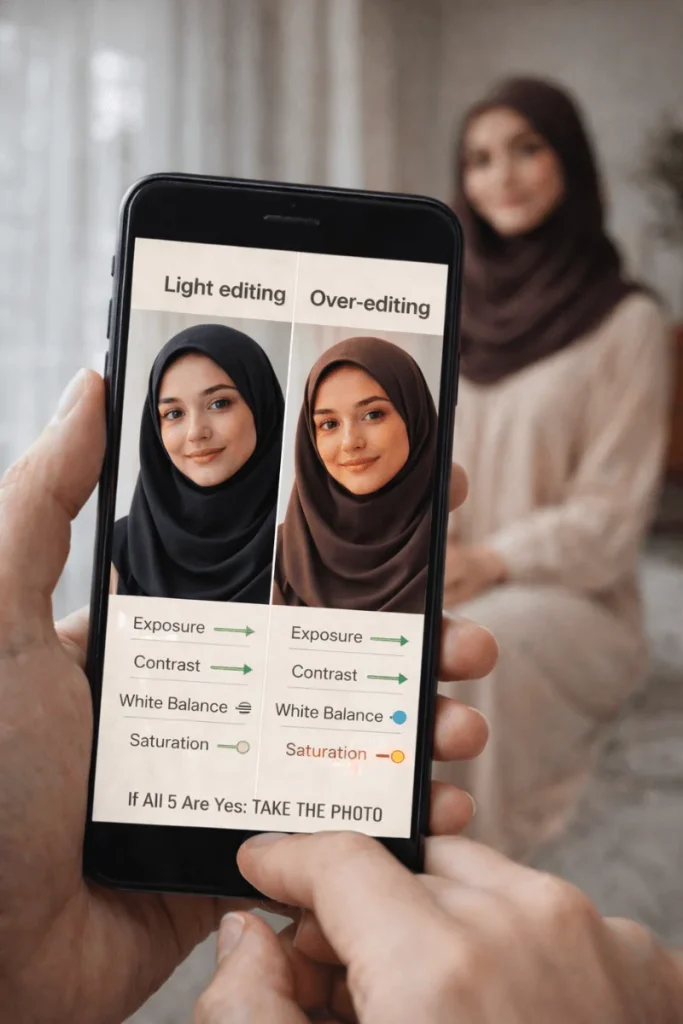 comparison of lightly edited and over-edited smartphone photos
