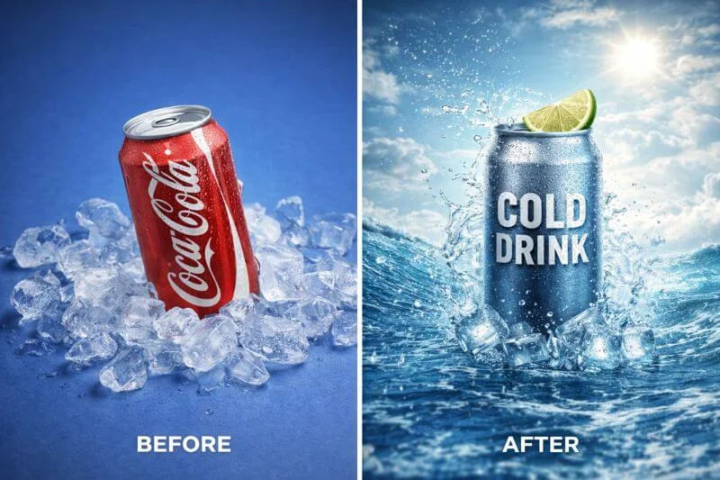 Advertising image created using Photoshop compositing and color grading