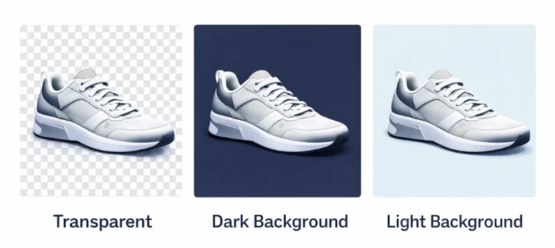 Example of an image with a transparent background shown on different colored surfaces