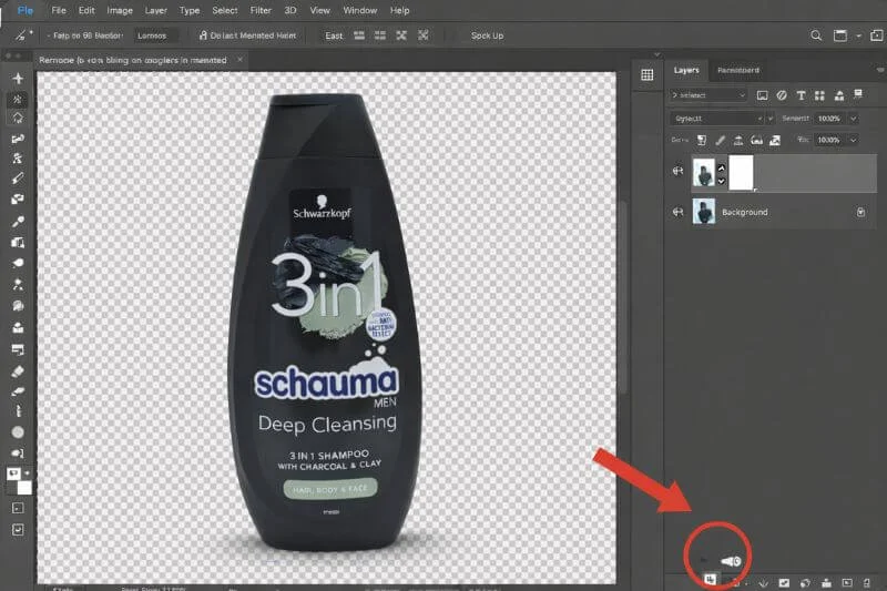 Layer mask applied in Photoshop to remove the background