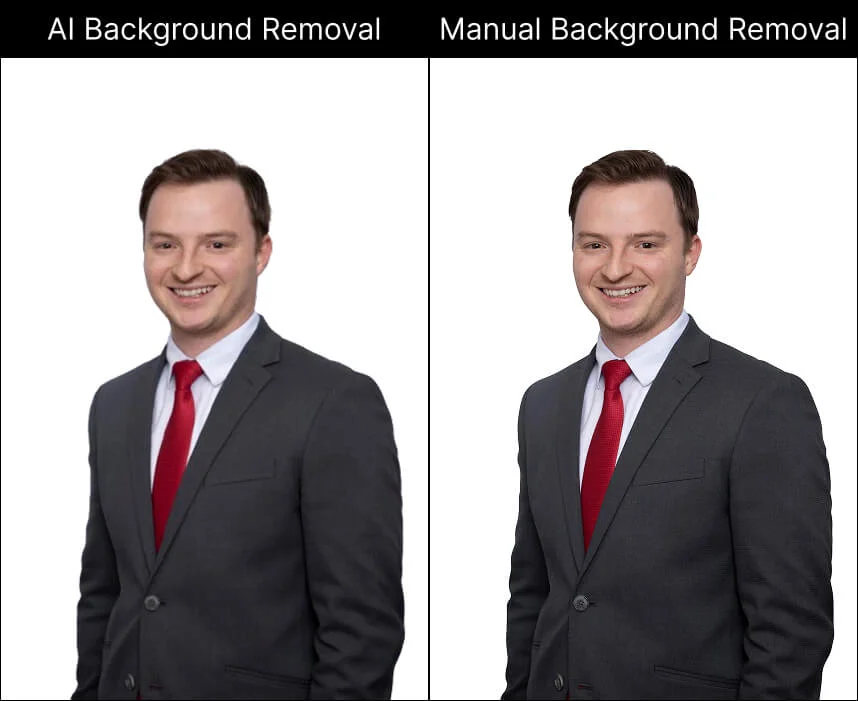 AI and Manual Background Removal Comparison