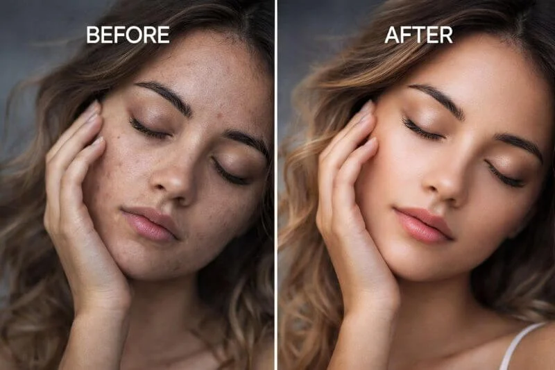 Professional photo retouching workflow using Photoshop tools