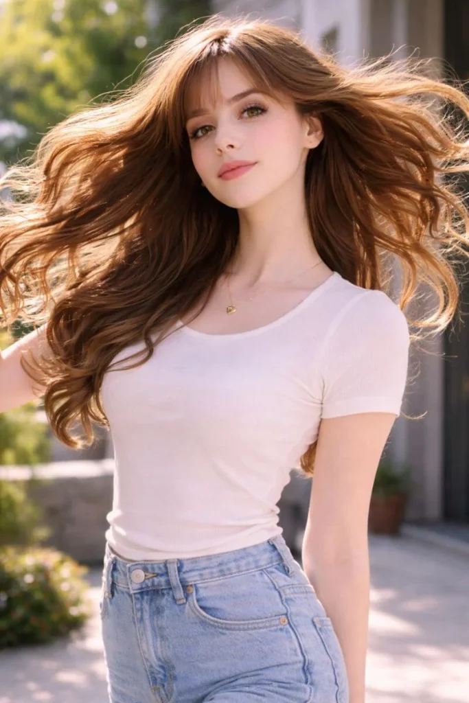 Aesthetic girl hair flip motion dynamic portrait pose